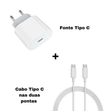 Imagem de Cabo Tipo C Com Usb-C Turbo + Carregador Tomada Tipo C 20W - Kit Fonte