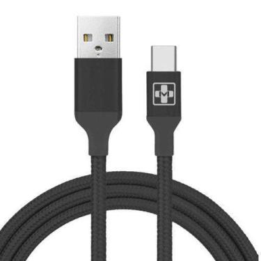 Imagem de Cabo USB Type-C 2A Mais Mania Revestido em Nylon 2Metros Preto - 549 -