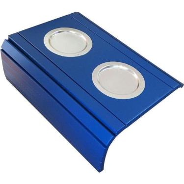 Imagem de Esteira Bandeja Braço De Sofá Azul Bic Porta Copos Em Alumínio.