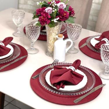 Imagem de Kit Mesa Posta Sousplat Completo LISO Varias Cores - MUMUDECOR, VINHO,