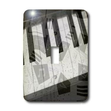 Imagem de 3dRose LLC lsp_64839_1 Teclado A de um Clavinova em exposição dupla com notas musicais interruptor único