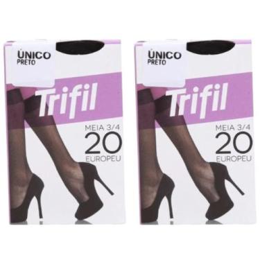 Imagem de Kit 2 Meia Fina 3/4 Europeu Fio 20 Preta - Trifil