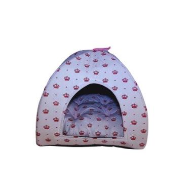 Imagem de Cama Pet 2x1 Casinha Cabana Toca Iglu Almofada Cães Gato M - Multiflex