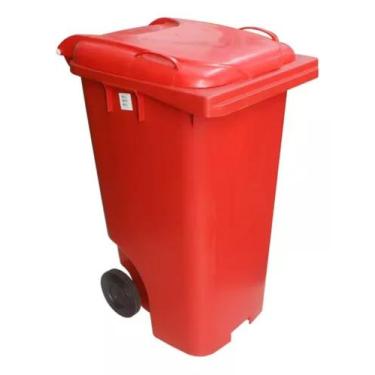 Imagem de Conteiner Lixeira Plastico 120 Litros Com Rodas De 200mm - JSN, Vermel