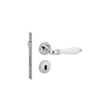 Imagem de Fechadura porta interna quarto lily imab cromada com branco máquina 55