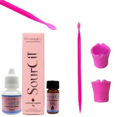 Imagem de Kit Henna Sourcil Sobrancelha  Palito Magico Dosador Dappen Para Mistu