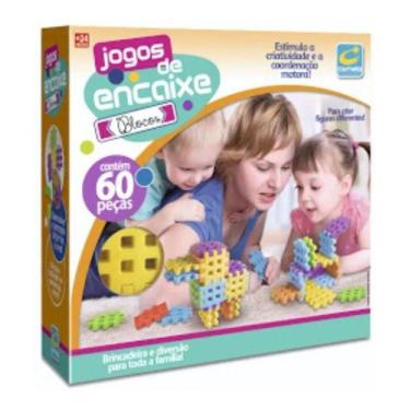 Imagem de Jogo De Encaixe Blocos 60 Pecas Didatico Pegagogico - Cometa