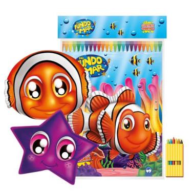 Imagem de Livro Infantil para Colorir Super KIT Fundo do MAR com GIZ - Vale das 