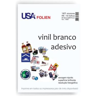Imagem de Papel Fotográfico INKJET A4 Vinil Adesivo Branco - Caixa com 10 Unidad
