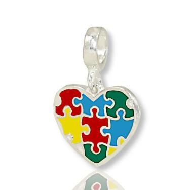 Imagem de Berloque Charms de Prata Coração Autismo Quebra Cabeça - Lojas La+Ny, 
