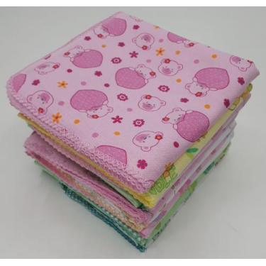 Imagem de Cueiro Flanelado Bebê Estampado Com Crochê Kit Com 5 - Dugu, Feminino
