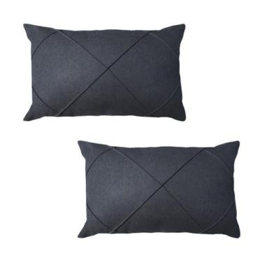 Imagem de Kit 2 Capas para Almofada Drapeada em Veludo Retangular 50x30 com Ench