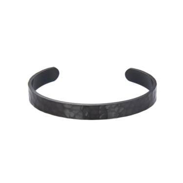 Imagem de Pulseiras de aço inoxidável masculinas ajustáveis abertas com padrão de martelo minimalista, joias masculinas e femininas, Small, Metal, Sem Pedra Preciosa