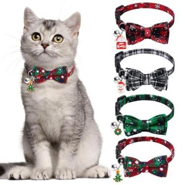 Imagem de Coleiras de Natal para Gatos Vellibring - Pacote com 4, Ajustáveis com