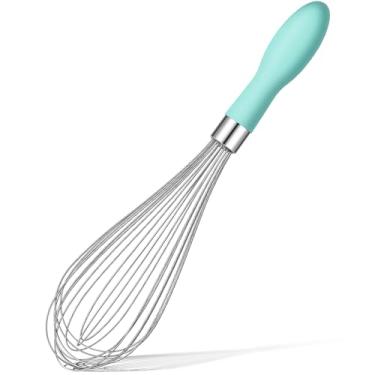 Imagem de Rainspire Batedor de Arame de 12" Em Aço Inoxidável, Batedores de Balão para Cozinhar, Ferramenta de Agitação Wisk com Cabo de Silicone Macio, Batedor Grosso e Durável para Mistura (12 Polegadas)