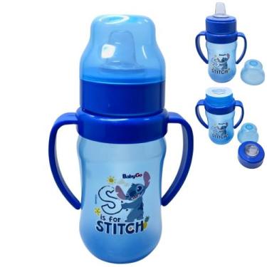 Imagem de Copo Treinamento Infantil com Alça 400ml Bico Flexível Macio Stitch - 