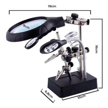 Imagem de Lupas Mesa Bancada 2 Led Garras Estação Solda + Lente 8x Top - home in