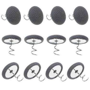 Imagem de Mini Skater Alfinetes pequenos de estofamento com botões cobertos de tecido de linho, alfinetes de saia de cama elegantes para capas fixas, pacote com 12 (cinza)