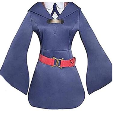 Imagem de Grand Duke Akko Kagari Fantasia Cosplay Pequena Bruxa Academia Cosplay Fantasia Uniforme Escolar Vestido Azul Chapéu + Capa de Sapatos, Tamanho:, Female XXL