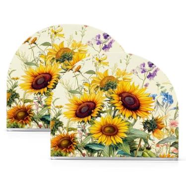 Imagem de Porta-guardanapos de girassóis florescendo para mesas porta-guardanapos de coquetel de papel para jantar na cozinha, dispensador de guardanapo de jantar acrílico para restaurante, decoração de casa,