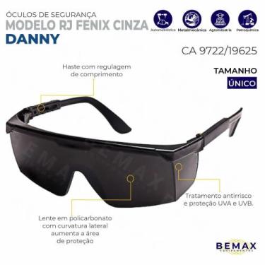 Imagem de Óculos de Segurança Fênix Cinza Antirreflexivo - Danny