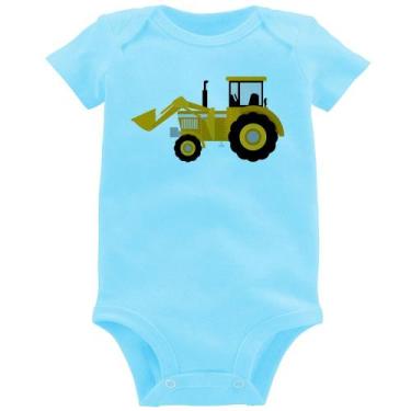 Imagem de Body Bebê Trator Pá Carregadeira Amarelo - Foca na Moda, Azul bebê, M