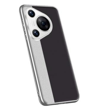 Imagem de LYJSMGZ Capa antiqueda para Huawei Pura 70 Ultra/70 Pro/70 Pro+/70, bordas banhadas a prata, capa de couro minimalista ultrafina, roxa, 70 Pro+