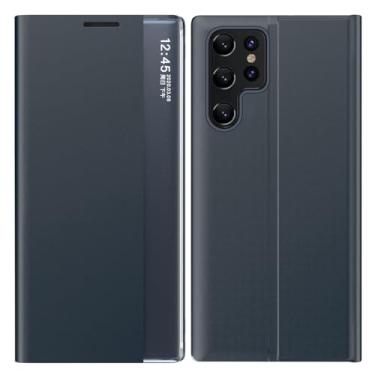 Imagem de FWYANZH Capa de couro para Samsung Galaxy S25 Ultra/S25 Plus/S25, Smart View Window Case Flip Folio Stand Slim Capa de proteção de corpo inteiro, cromada, S25 Ultra