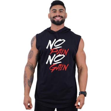 Imagem de Regata Longline com Touca Masculina MXD Conceito No Pain No Gain, Pret