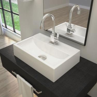 Imagem de Kit 3 Cubas Q45 com Torneira Luxo 1195 e Válvula Click 1 Pol. 1/2 Compace Branco