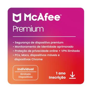 Imagem de McAfee+ Premium Plano Individual | Dispositivos ilimitados | Software de segurança que inclui Antivírus, VPN segura, monitoramento de identidade, redes sociais, gerenciador de senhas | Cartão-chave