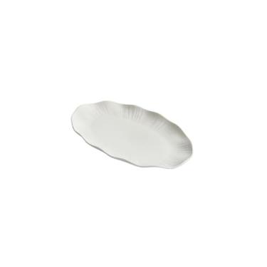 Imagem de Prato de peixe cozido no vapor de cerâmica, prato oval branco simples - 30,5 cm