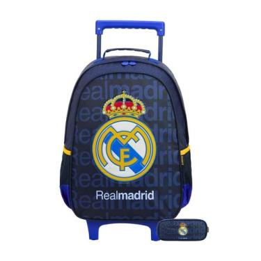 Imagem de Kit Escolar Mochila De Rodinha+Estojo Triplo Real Madrid - Xeryus