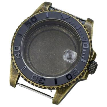 Imagem de FEIYASHI Caixa de relógio de 40 mm de vidro de cristal de safira conjunto de anel de cerâmica para movimento Nh34 Nh35 Nh36 Nh38 8215 2824, Moldura de cerâmica preta da caixa de bronze, 8215 Movement