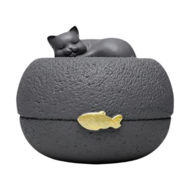 Imagem de WeiLaiKeQi Urna de memorial de gato, resina urna de estimação, recipiente de lembrança de animais de estimação, caixa funerária robusta