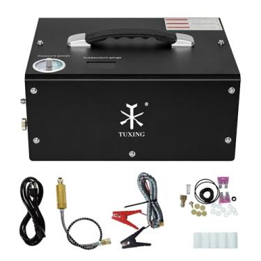 Imagem de TUXING PCP Compressor de ar, 4500Psi/30Mpa/300Bar Compressor de ar portátil pequeno e isento de óleo para pistola de ar, bomba de ar de alta pressão para fuzil/pistola e tanque de paintball PCP 220V
