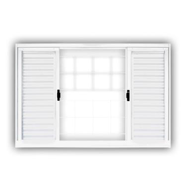 Imagem de Veneziana Aço 6 Folhas 2 Fixas Grade 1Mx1,50M 12Cm Branco