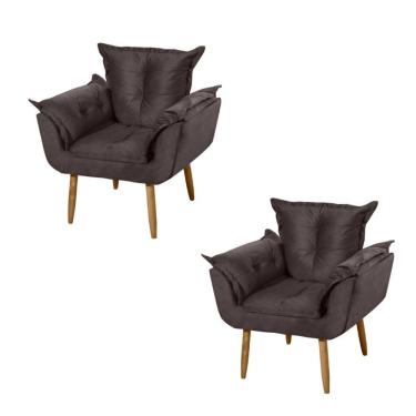 Imagem de Kit 2 Poltronas Decorativas Sala De Estar Opala Suede Marrom