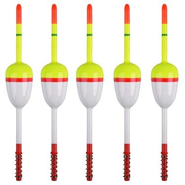 Imagem de SILANON Boias de pesca e boias de madeira flutuadores ovais de mola para peixe-gato trutas panfish walleyes pesca 5/10 peças