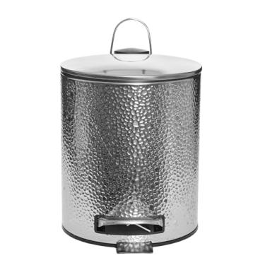 Imagem de Lixeira Com Pedal Stones Em Inox 5 Litros - Estilo Texturizado Para Decoração Sofisticada, Ideal Para Banheiros, Escritórios E Cozinhas - Wincy - IXA02051