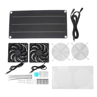 Imagem de Kit de ventilador com energia solar 10W 6V Monocristalino portátil Silício Pet Laminado Fãs de painéis solares Fast para Greenhouse RV Pet House