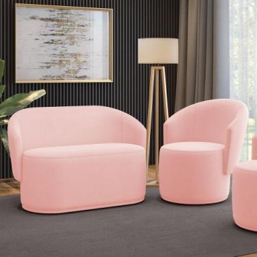 Imagem de Sofá Namoradeira e Poltrona Orgânica para Sala Malu Suede M11 - D'Ross