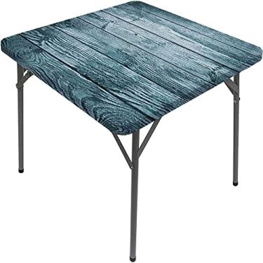 Imagem de Capa de mesa de madeira ajustada, estampa de textura de prancha de madeira, toalha de mesa impermeável interna/externa, sala de jantar de pátio e cozinha, serve para mesa de 107 x 152 cm