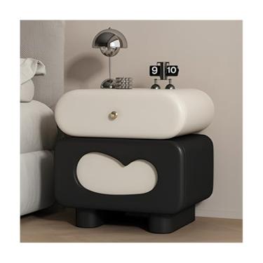 Imagem de Mesa De Cabeceira Estreita Com Gavetas, Fina De Madeira Com Revestimento Em Couro Para Sofá De Quarto, Dormitório E Espaços Pequenos(Black,19x15x19")