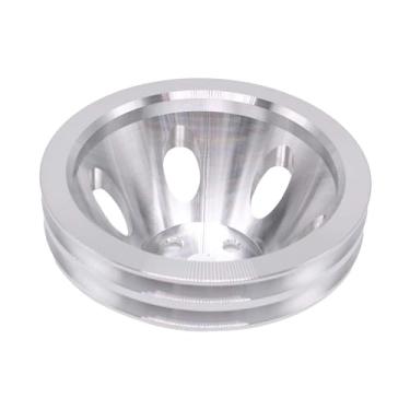 Imagem de MERIGLARE Polia curta para bomba d'água, substituição, acessórios para grande, substituição de alumínio liso de 5/8" com sulco duplo para 427 396, Prata