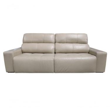 Imagem de Sofá Retrátil E Reclinável De Couro Atami 2,50 M Taupe - Mempra Design