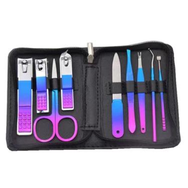 Imagem de Conjunto profissional de manicure - 9/18 peças - Kit de pedicure de aço inoxidável com alicate e cortador para paroníquia | Ferramentas para cuidados com as unhas em casa e salão, 9 peças