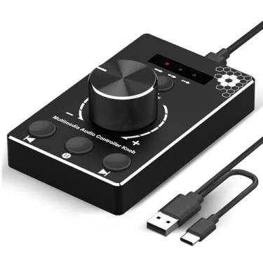 Imagem de DROK Botão de volume USB com cabo de 1,5 m, botão mudo de um clique e controle de volume externo de 3 modos para alto-falantes, controlador de mídia de PC para Win 7/8/10/Mac