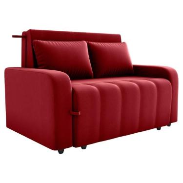 Imagem de Sofa Cama 2 Lugares 138 Cm Amora Veludo Maserati Milani Store Vermelho