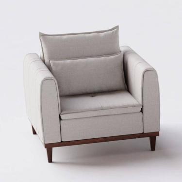 Imagem de Poltrona Decorativa Lisboa em Linho Algodão Lapidado - Home Mobily